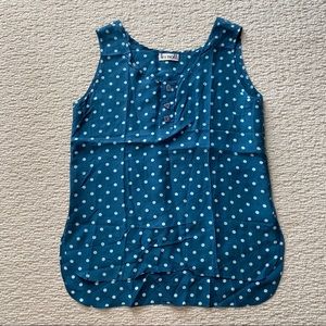 NWOT - Vintage Teutloff Blue Polka Dot Sleeveless Blouse